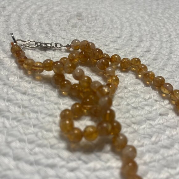 Gorgeous NATURAL CITRINE CRYSTAL Beaded Handmade Necklace Size 17" #667D - Picture 2 of 3